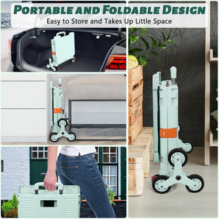 65L Collapsible Rolling Cart with Lid & Stair-Climbing Wheels
