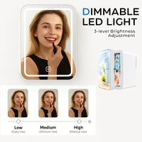 BeautyCool Dual - Temp Skincare Fridge with LED Mirror for Home & Car - AxenBox