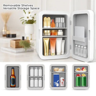 BeautyCool Dual-Temp Skincare Fridge with LED Mirror for Home & Car