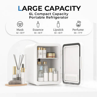 BeautyCool Dual-Temp Skincare Fridge with LED Mirror for Home & Car