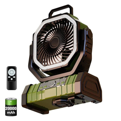 Camping Fan - Powered Fan Rechargeable with LED Lantern