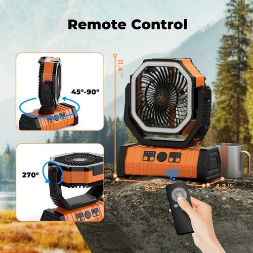 Camping Fan - Powered Fan Rechargeable with LED Lantern