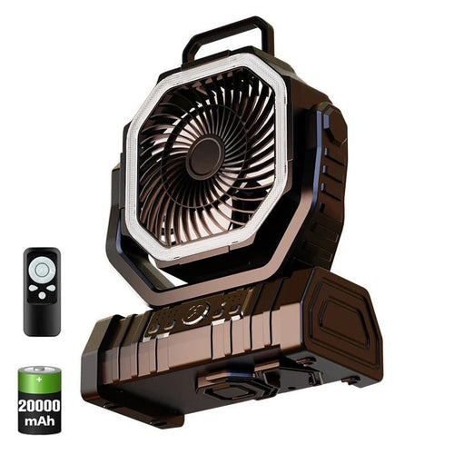Camping Fan - Powered Fan Rechargeable with LED Lantern