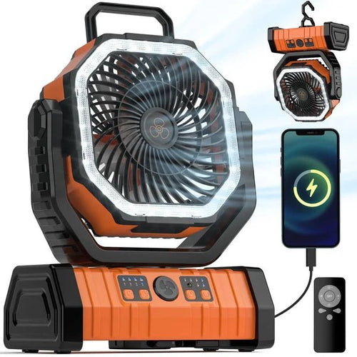 Camping Fan - Powered Fan Rechargeable with LED Lantern