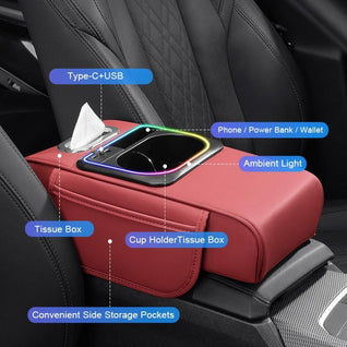 Car Armrest Organizer with USB Charging Ports