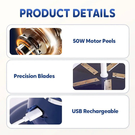 🍎Electric Fruit Peeler with USB 🔋 | 25 Second Peeling Time | Cordless & Quiet 🌿 | Easy Cleaning 💦 - AxenBox