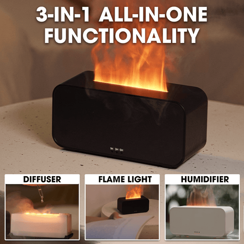 Essential Oil Flame Diffuser & Humidifier – 3-in-1 Scent, Mist, Glow