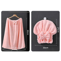 Extra - Large Soft Absorbent Elastic Bathrobe & Hair Drying Cap 2 - Piece Set - AxenBox