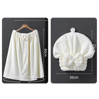 Extra - Large Soft Absorbent Elastic Bathrobe & Hair Drying Cap 2 - Piece Set - AxenBox