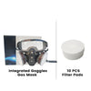 Integrated Goggles Gas Mask+10 PCS Filter Pads