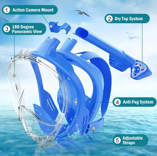Full Face Snorkeling Mask with Removable Camera Holder