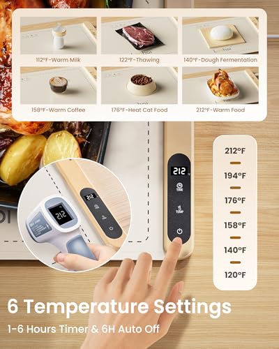 Full Surface Heating Food Warming Mat with 6 Temperature Settings - AxenBox