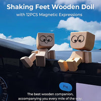 🪵🎭 Handmade Shaking Wooden Man – 12 Magnetic Faces to Match Every Mood! 😄✨ Perfect Desk & Car Buddy 🚗💼 - AxenBox