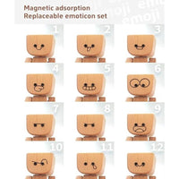 🪵🎭 Handmade Shaking Wooden Man – 12 Magnetic Faces to Match Every Mood! 😄✨ Perfect Desk & Car Buddy 🚗💼 - AxenBox