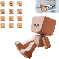 🪵🎭 Handmade Shaking Wooden Man – 12 Magnetic Faces to Match Every Mood! 😄✨ Perfect Desk & Car Buddy 🚗💼 - AxenBox
