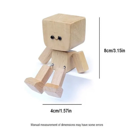 🪵🎭 Handmade Shaking Wooden Man – 12 Magnetic Faces to Match Every Mood! 😄✨ Perfect Desk & Car Buddy 🚗💼 - AxenBox