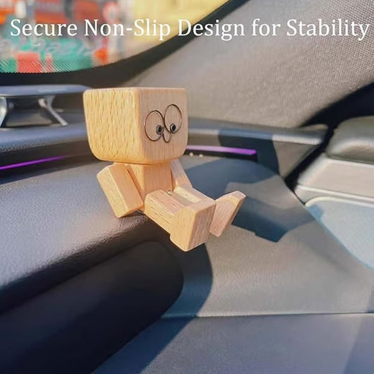 🪵🎭 Handmade Shaking Wooden Man – 12 Magnetic Faces to Match Every Mood! 😄✨ Perfect Desk & Car Buddy 🚗💼 - AxenBox