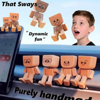 🪵🎭 Handmade Shaking Wooden Man – 12 Magnetic Faces to Match Every Mood! 😄✨ Perfect Desk & Car Buddy 🚗💼 - AxenBox