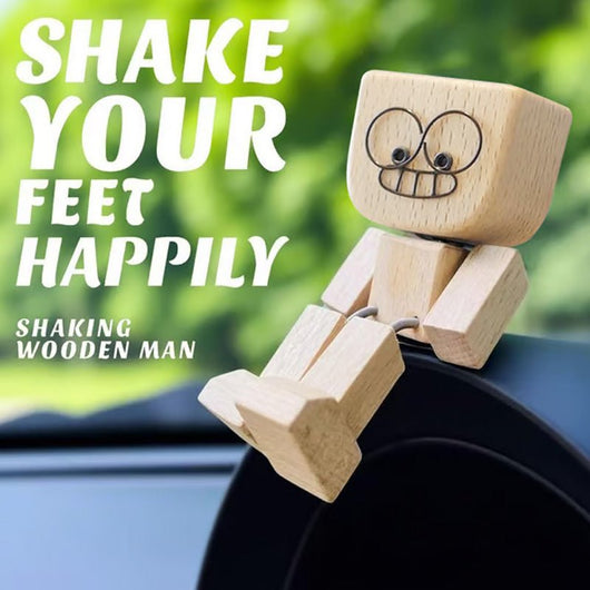 🪵🎭 Handmade Shaking Wooden Man – 12 Magnetic Faces to Match Every Mood! 😄✨ Perfect Desk & Car Buddy 🚗💼 - AxenBox