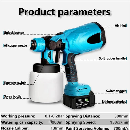 High - pressure Cordless Paint Sprayer with Battery - AxenBox