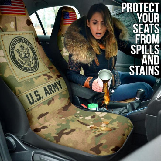 Personalized Car Seat Covers for a Veteran with Military Insignia (2pcs, universal fit) - AxenBox