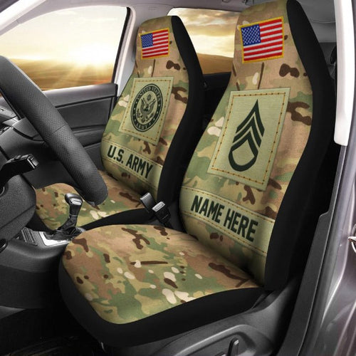 Personalized Car Seat Covers for a Veteran with Military Insignia (2pcs, universal fit)