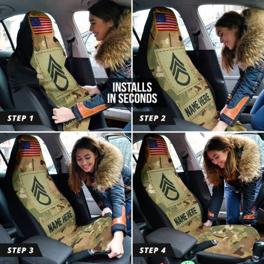 Personalized Car Seat Covers for a Veteran with Military Insignia (2pcs, universal fit) - AxenBox