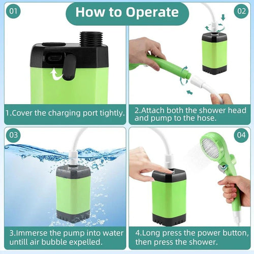 Portable Camping Shower – Rechargeable, Fast Charging, Lightweight & Easy to Use