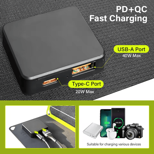 Portable Folding Solar Panel – High Efficiency & Convenient Design for Outdoor Use, Ideal for Prototyping Boards and Device Charging.