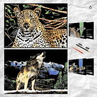 Scratch Art Painting Kits for Adults & Kids, Rainbow Painting Sketch Night View Scratchboard - AxenBox