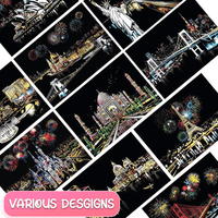 Scratch Art Painting Kits for Adults & Kids, Rainbow Painting Sketch Night View Scratchboard - AxenBox