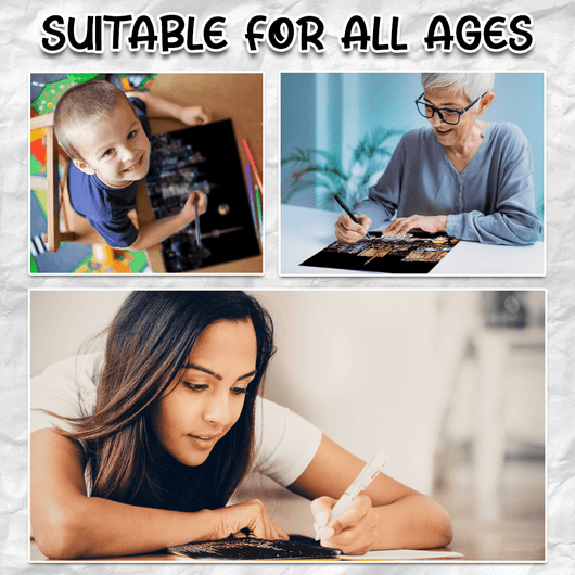 Scratch Art Painting Kits for Adults & Kids, Rainbow Painting Sketch Night View Scratchboard - AxenBox