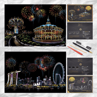 Scratch Art Painting Kits for Adults & Kids, Rainbow Painting Sketch Night View Scratchboard - AxenBox