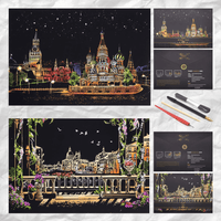 Scratch Art Painting Kits for Adults & Kids, Rainbow Painting Sketch Night View Scratchboard - AxenBox