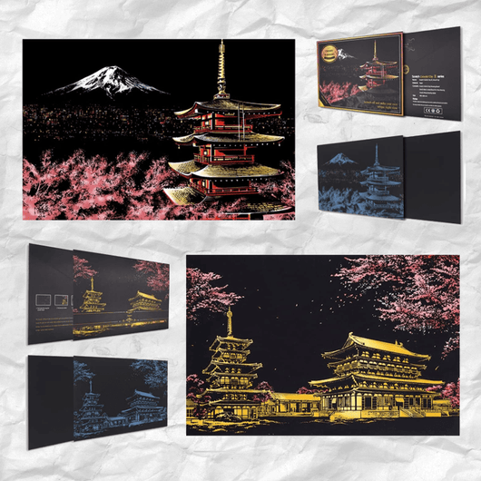 Scratch Art Painting Kits for Adults & Kids, Rainbow Painting Sketch Night View Scratchboard - AxenBox