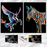 Scratch Art Painting Kits for Adults & Kids, Rainbow Painting Sketch Night View Scratchboard - AxenBox