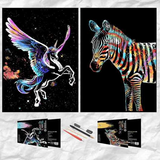Scratch Art Painting Kits for Adults & Kids, Rainbow Painting Sketch Night View Scratchboard - AxenBox
