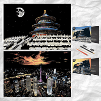 Scratch Art Painting Kits for Adults & Kids, Rainbow Painting Sketch Night View Scratchboard - AxenBox