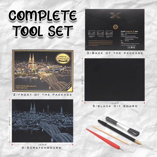 Scratch Art Painting Kits for Adults & Kids, Rainbow Painting Sketch Night View Scratchboard - AxenBox