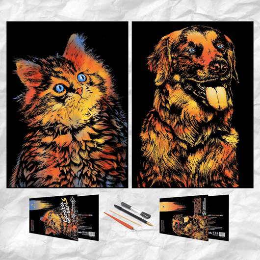 Scratch Art Painting Kits for Adults & Kids, Rainbow Painting Sketch Night View Scratchboard - AxenBox