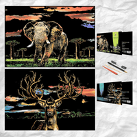 Scratch Art Painting Kits for Adults & Kids, Rainbow Painting Sketch Night View Scratchboard - AxenBox