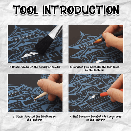 Scratch Art Painting Kits for Adults & Kids, Rainbow Painting Sketch Night View Scratchboard - AxenBox