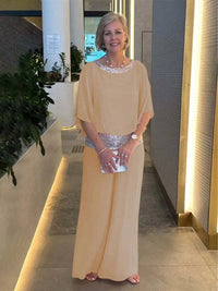 Sequin Elegant Two - piece Set Pantsuit Batwing Sleeve Women Blouse - AxenBox