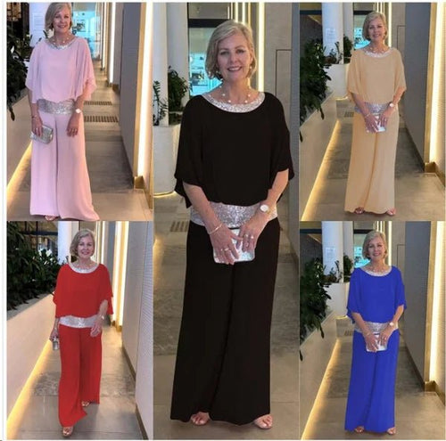 Sequined Colorblock Elegant Two-piece Set