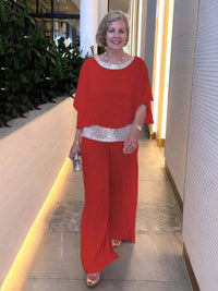 Sequined Colorblock Elegant Two - piece Set - AxenBox