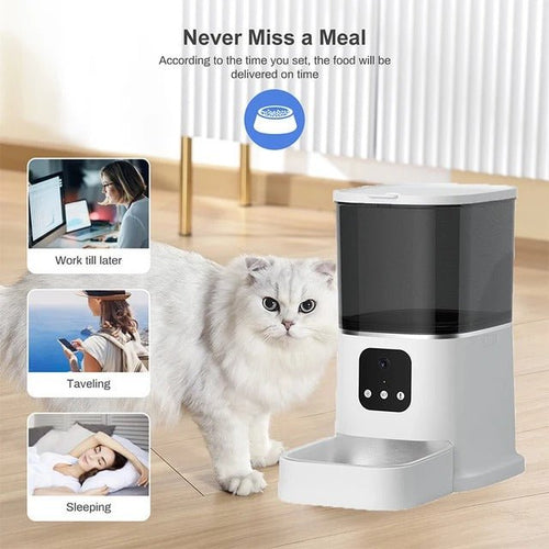 Smart WiFi Cat Feeder with Camera & Audio – 6L