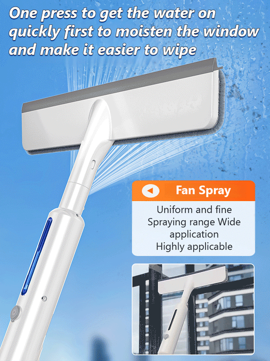 Extended Spraying Double-Sided Glass Cleaner Squeegee