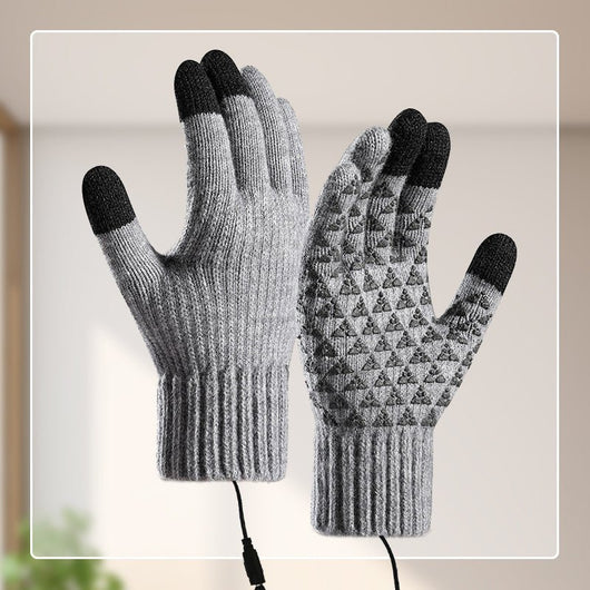 USB Heated Knit Gloves - Touch Screen Friendly - AxenBox