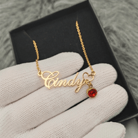 Womens Name Necklaces Pendant With Birthstone, Customized Any Name, Personalized Birthday Gift - AxenBox