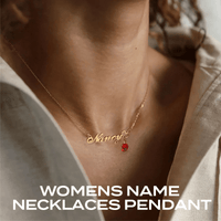 Womens Name Necklaces Pendant With Birthstone, Customized Any Name, Personalized Birthday Gift - AxenBox